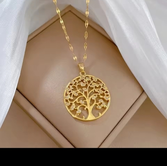 Stainless Steel Waterproof Perfect Guality Gold Tree of Life Pendant Necklace - Picture 7 of 7